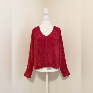 |Pink Rose| Women’s red chenille sweater